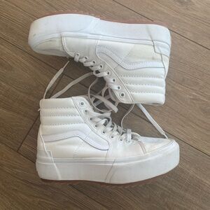 Vans White Canvas Sk8 Hi-Stacked Sneakers